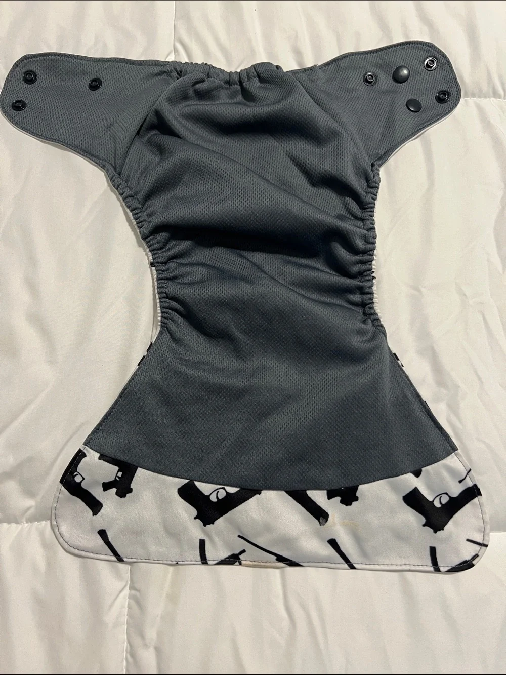 Suga Bum’s One Size Pocket White Black Adjustable Cloth Diaper 1776% Sure